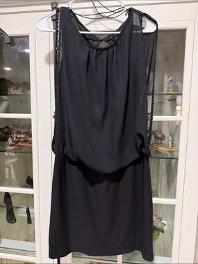 Scarlett Nite Black Sleeveless Evening Dress with Chiffon Overlay